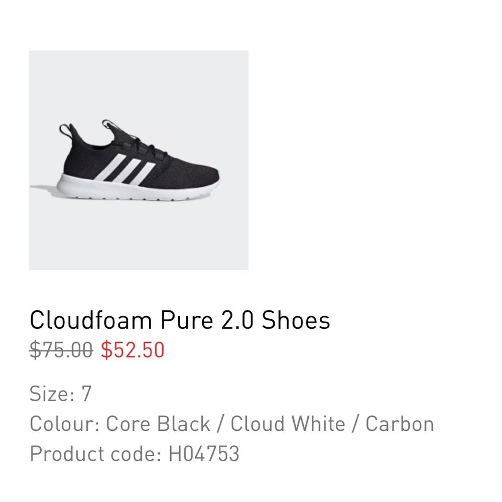 Adidas Cloudfoam Pure 2.0 Shoes - Women’s 7